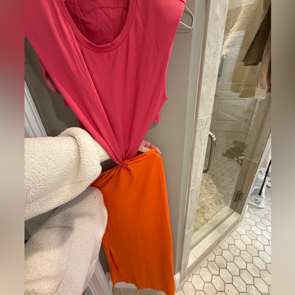 Vibrant Pink and Orange Dress